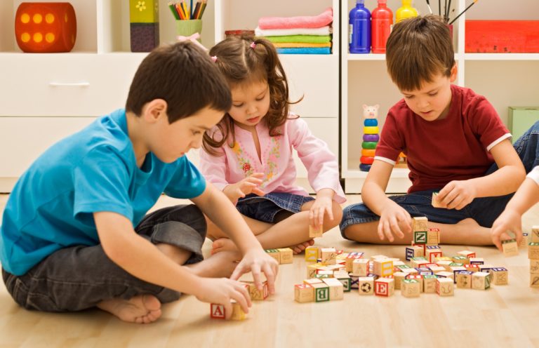 Children playing with blocks